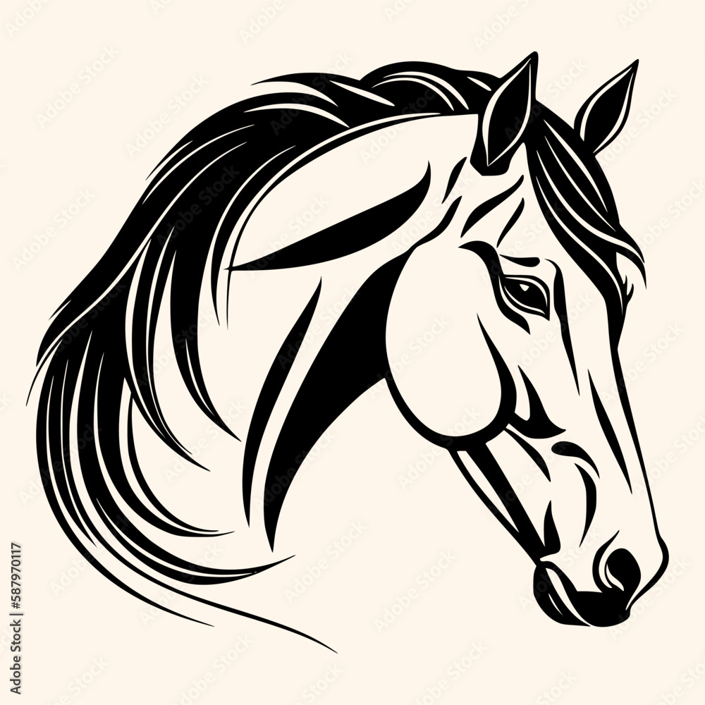 Horse vector for logo or icon,clip art, drawing Elegant minimalist style,abstract style