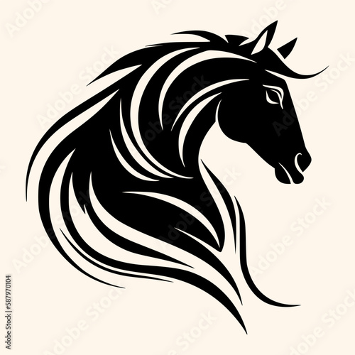 Horse vector for logo or icon clip art  drawing Elegant minimalist style abstract style Illustration