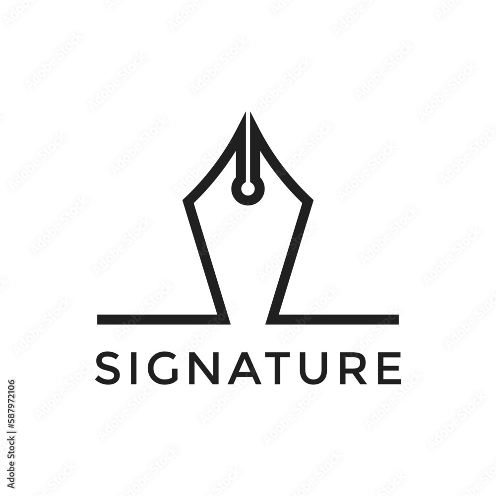 Elegant Fountain Pen Signature Write Logo Elegant Fountain Pen Signature Write Logo