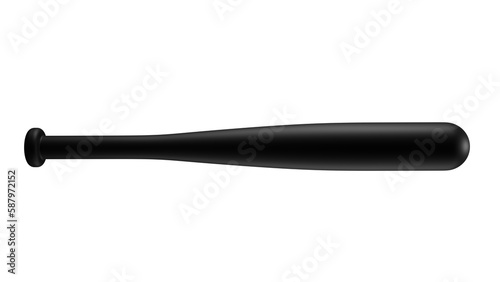 Black matte baseball bat isolated on transparent background. Minimal concept. 3D render