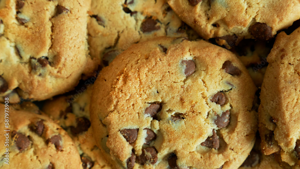 Lot of cookies with pieces of chocolate Lot of cookies with pieces of chocolate