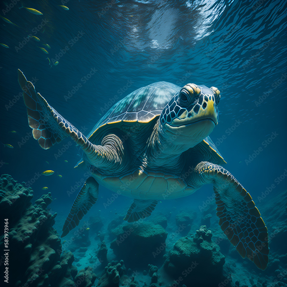 Obraz premium green sea turtle ,generative AI 
