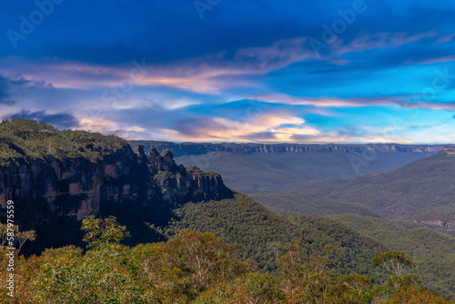 View of Echo Point Blue Mountains three sisters Katoomba Sydney NSW Australia © Elias Bitar