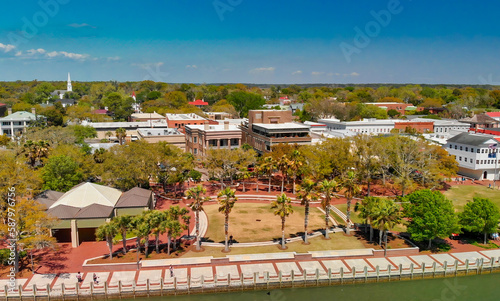 Charleston skyline from drone, South Carolina