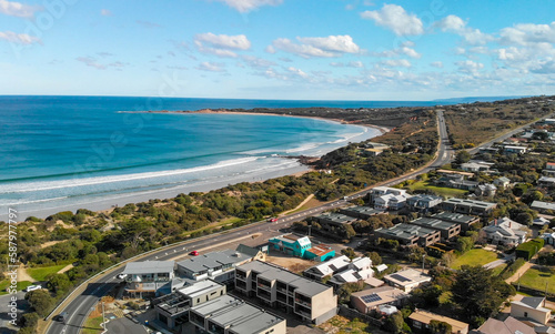 Aerial view of Torquay Beach along the Great Ocean Road, Australia photo