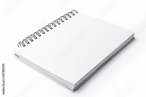 Blank Spiral Notebook Mock up on white background Generative AI