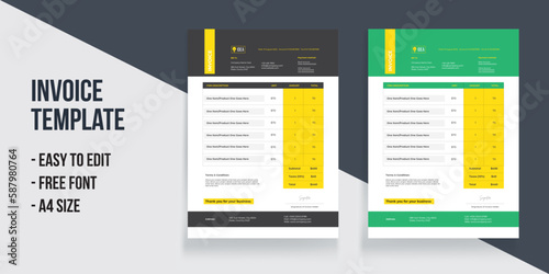 Invoice Template Yellow Invoice Layout Green Invoice Layout