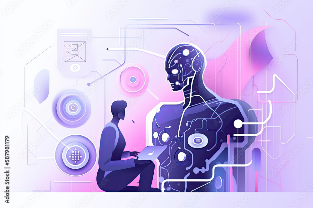 AI in social media abstract concept vector illustration. Social media marketing, AI content tracking algorithm, automated image recognition, machine learning, target advertising abstract metaphor.