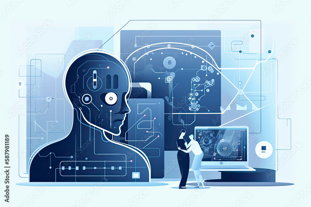 AI in social media abstract concept vector illustration. Social media ...