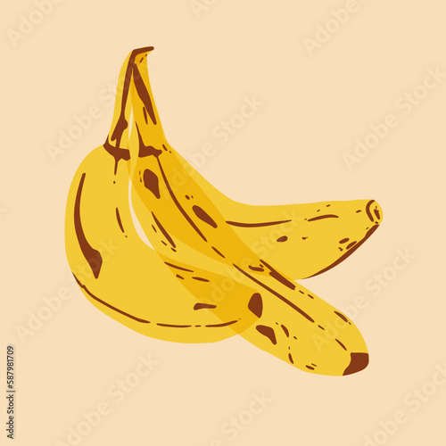 Bananas. Vector illustration with Riso print effect