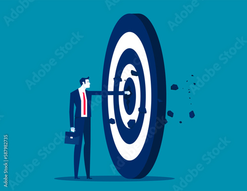 Businessman destroyed the target. Business vector illustration
