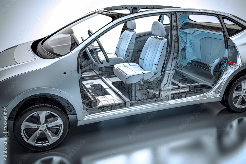 inside electric car.3d render and illustration inside electric car.3d render and illustration