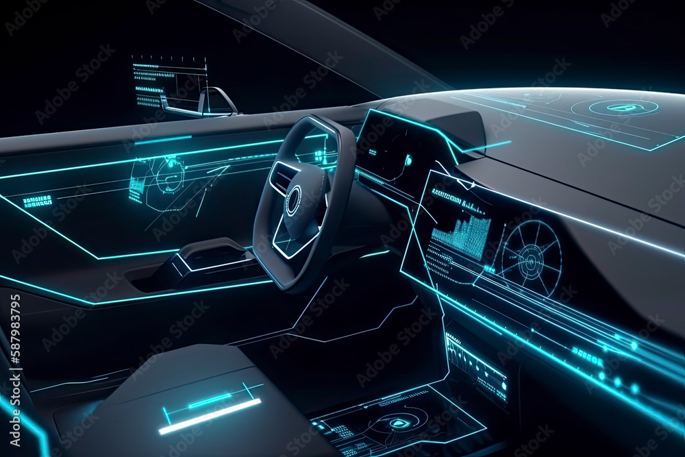 Electric vehicle charging with graphical user interface, Future technology EV car concept Electric vehicle charging with graphical user interface, Future technology EV car concept
