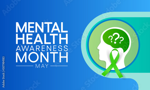 Mental health awareness month observed each year in May. it includes our emotional, psychological, and social well-being. It affects how we think, feel, and act. Vector illustration