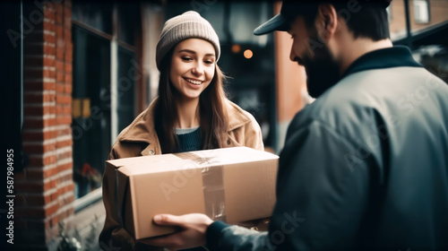 The courier delivered the parcel to the girl . generative AI
