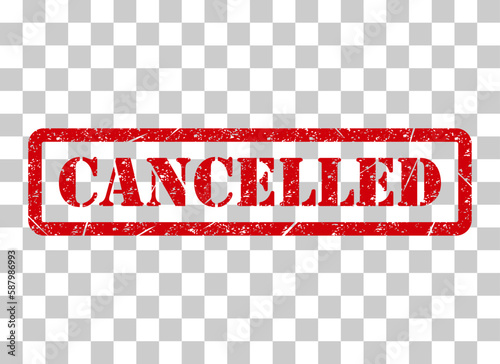 Cancelled stamp symbol, label sticker sign button, text banner vector illustration
