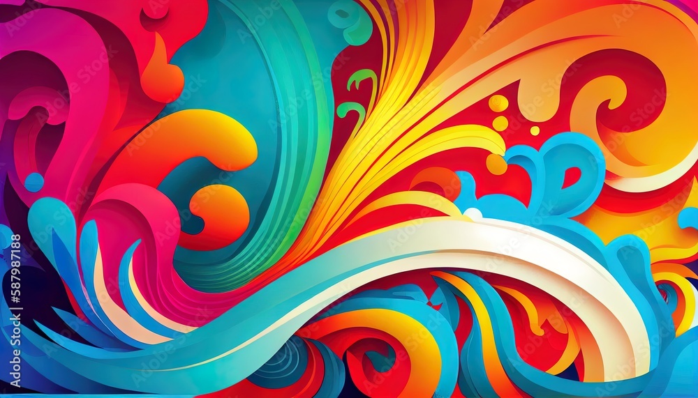 Vibrant, colorful background featuring an abstract pattern and a central figure symbolizing artistry. Painting style drawings. Generative AI. Vibrant, colorful background featuring an abstract pattern and a central figure symbolizing artistry. Painting style drawings. Generative AI.