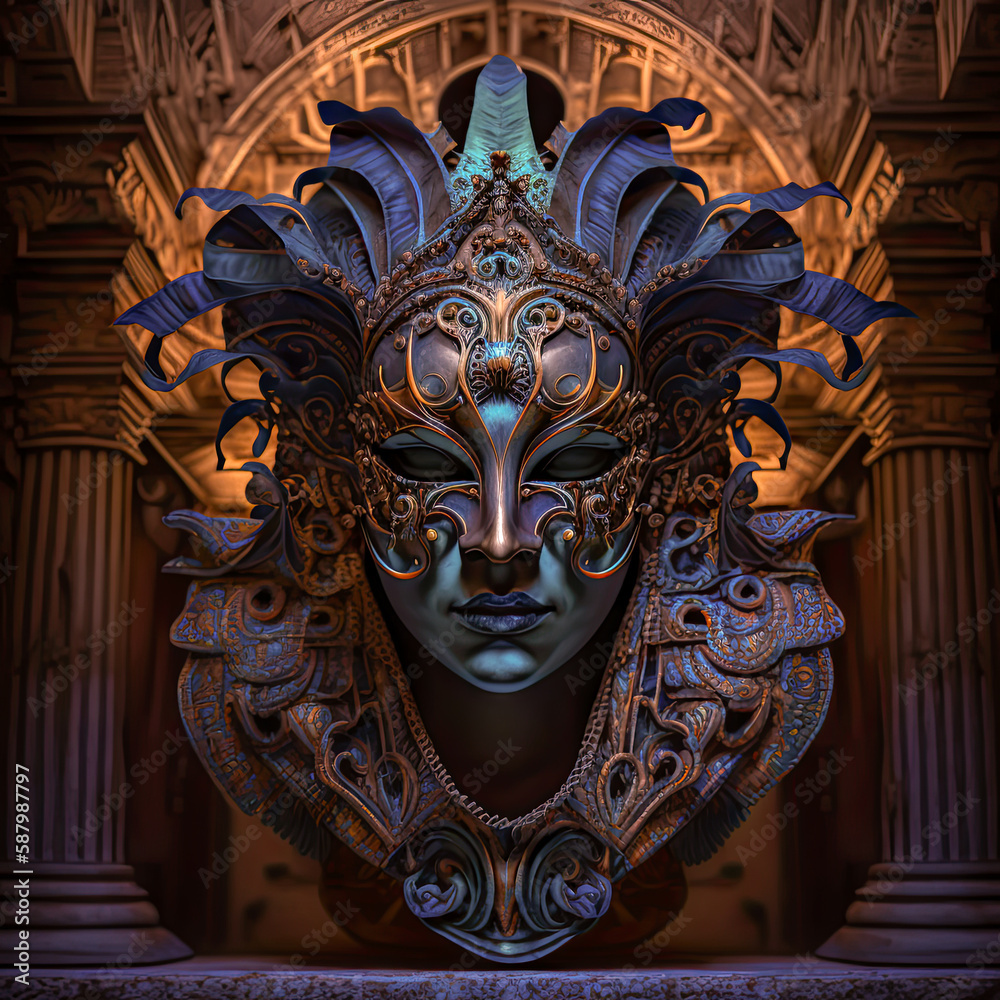 Obraz premium A beautiful Venetian carnival mask, created with AI