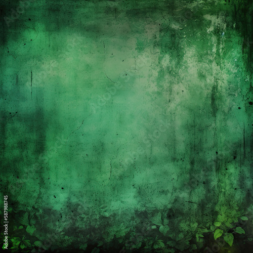 green grunge background with paint, AI generated art