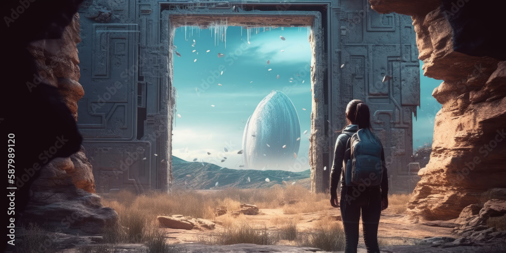 Exploring the Lost Civilization: Woman in adventurer outfit explores a ...