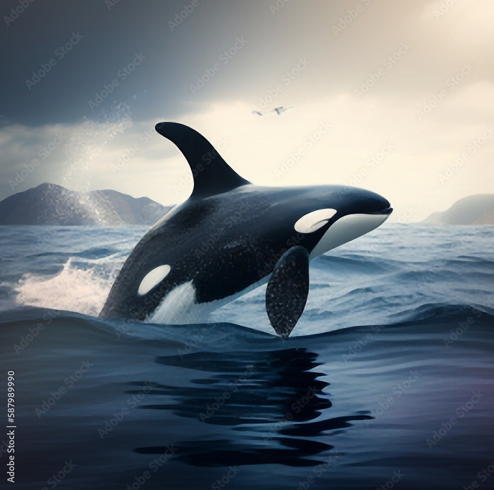 Fototapeta premium whale jump in sea