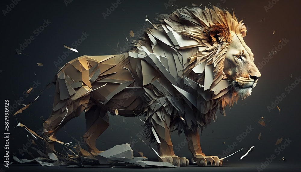 Lion animal abstract wallpaper. Contrast background panthera in vivid colors generative ai - obrazy, fototapety, plakaty 
