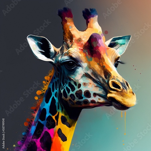 colored giraffe on a t-shirt