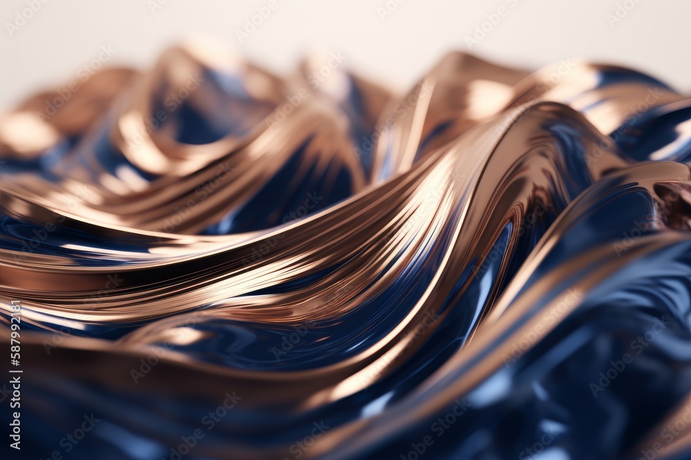 Modern Minimalist Burnished Copper and Deep Royal Blue with Twisted