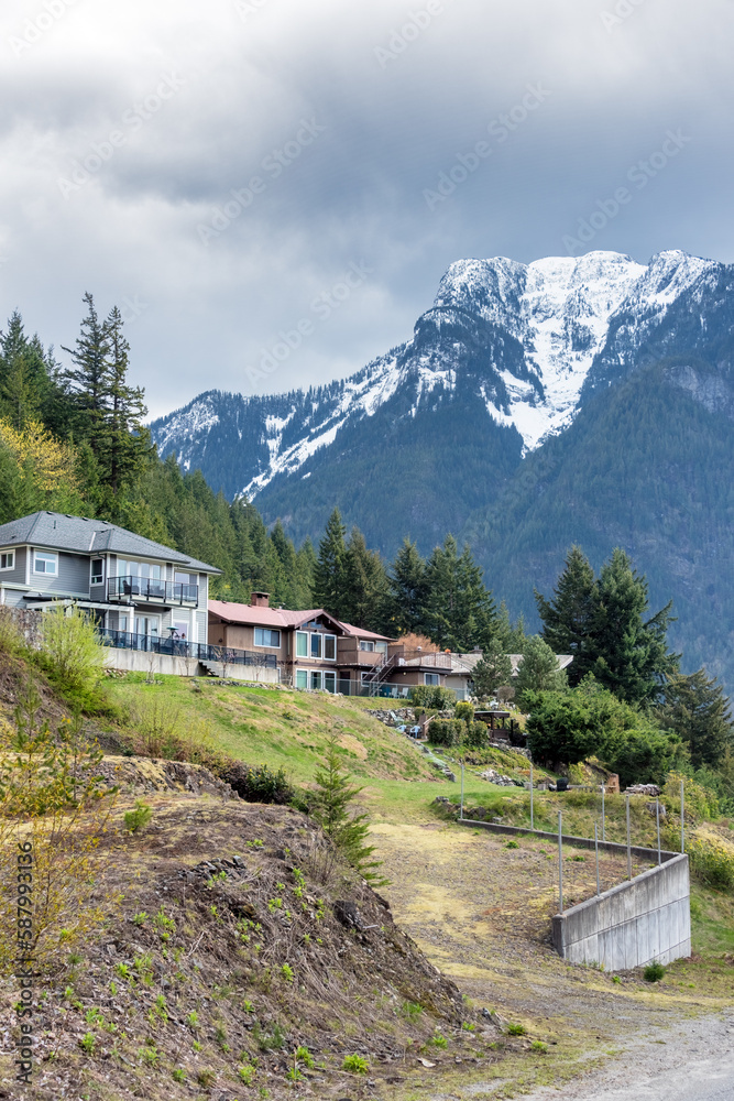 A perfect neighbourhood. Residential houses and mountain view