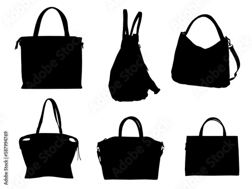Icons of shapes of fashionable women's handbags
