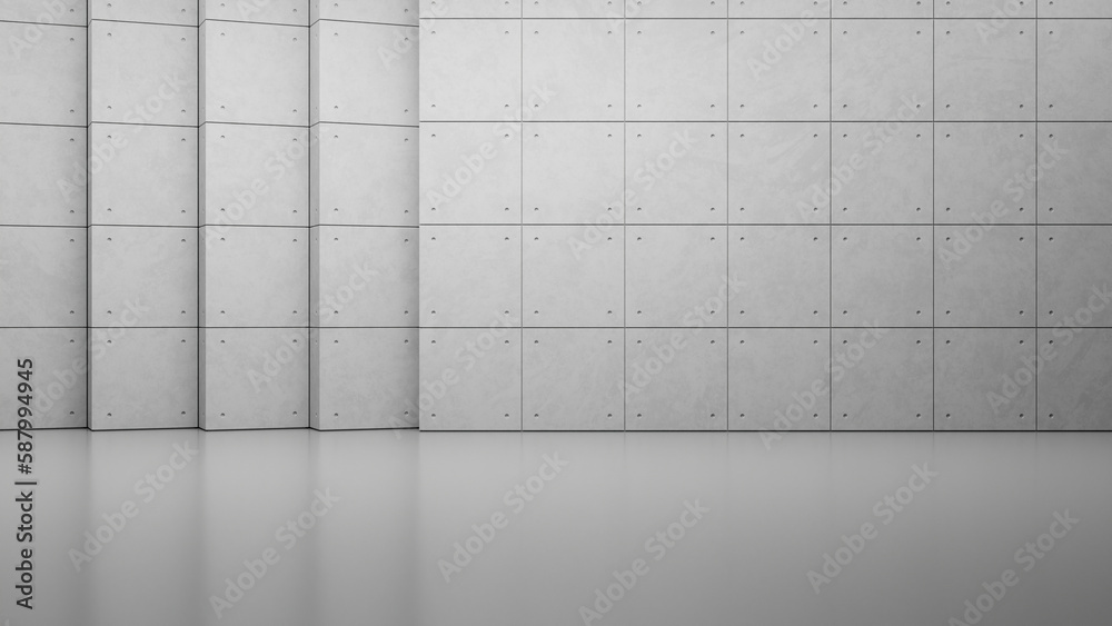 Abstract empty modern loft studio grey concrete plaster rough texture floor and wall hallway room industrial architecture interior products display presentation space background. 3d rendering. Abstract empty modern loft studio grey concrete plaster rough texture floor and wall hallway room industrial architecture interior products display presentation space background. 3d rendering.