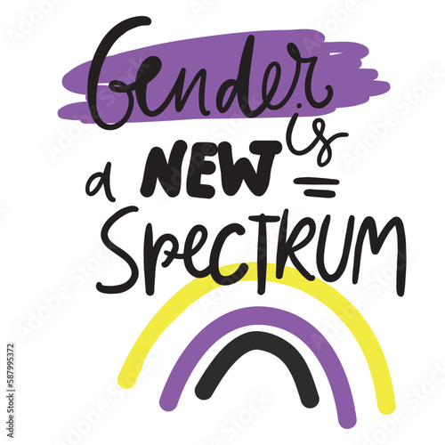 non binary poster. hand lettering illustrtion