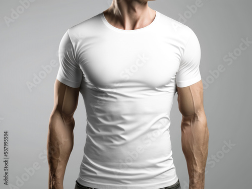 White T-Shirt Mockup on Male Molde, T-shirt Mock up, Male Model , Mens © HY