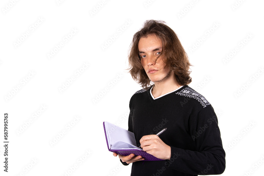 Young attractive student posing in the studio. Young attractive student posing in the studio.