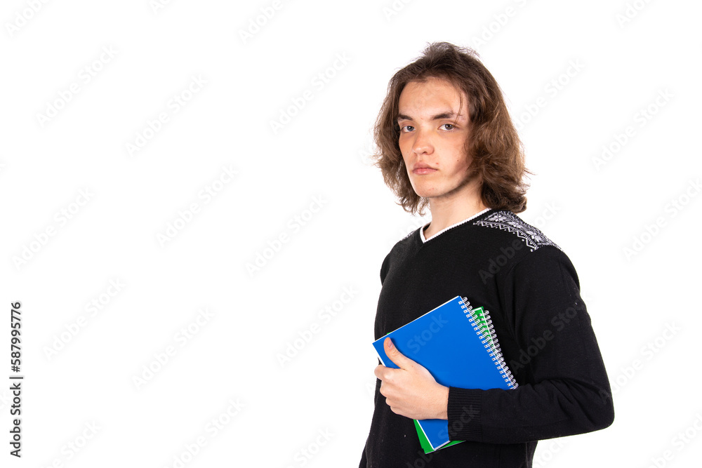 Young attractive student posing in the studio. Young attractive student posing in the studio.