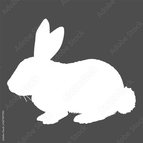 Vector White Silhouette of Rabbit