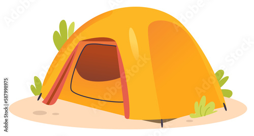 Camping tent. Cartoon vector illustration.

