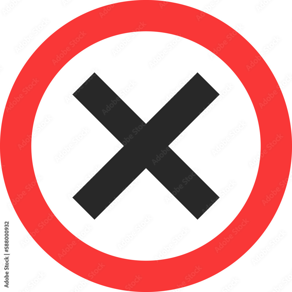 Cross sign icon, Traffic sign vector illustration Cross sign icon, Traffic sign vector illustration
