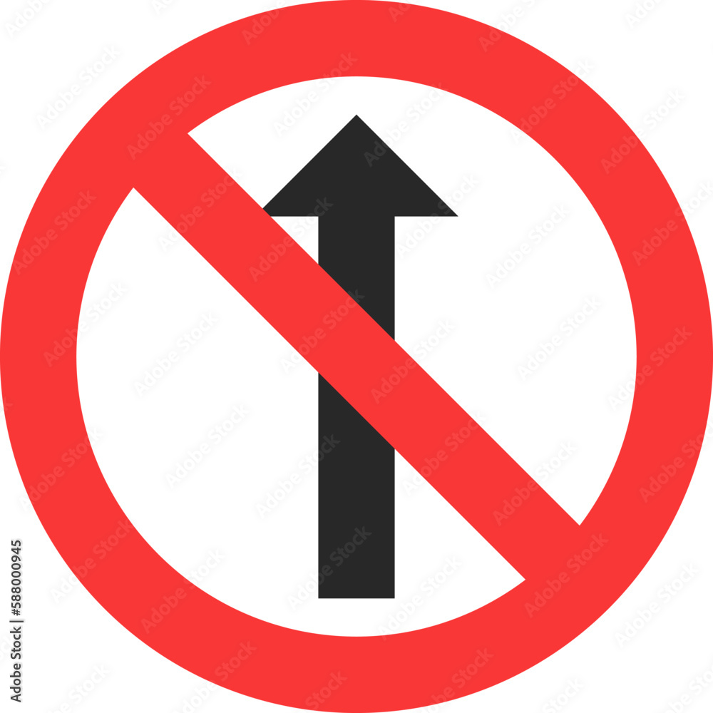 No straight sign icon, Traffic sign vector illustration No straight sign icon, Traffic sign vector illustration