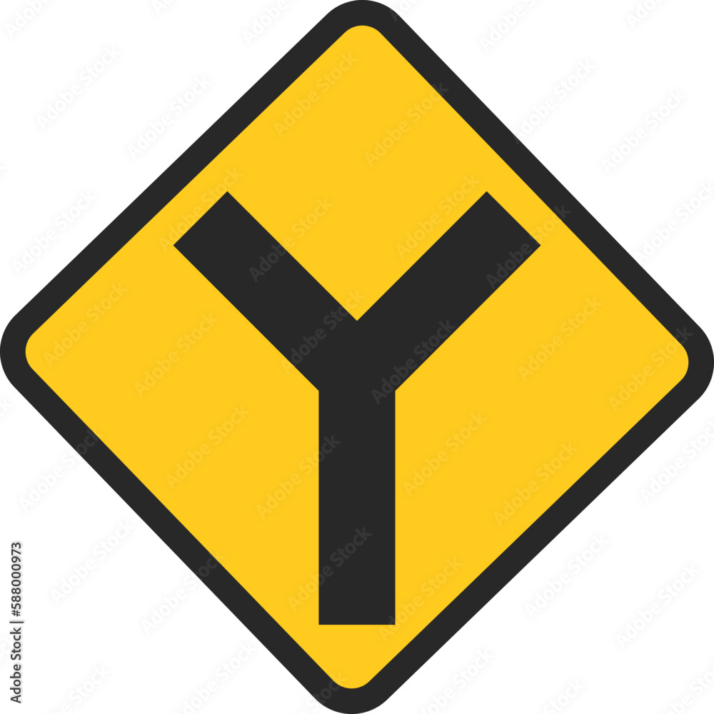 Y Intersection sign icon, Traffic sign vector illustration Y Intersection sign icon, Traffic sign vector illustration
