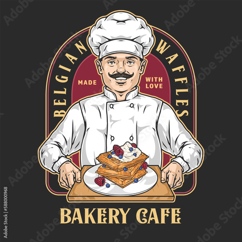 Belgian chef detailed colorful poster
