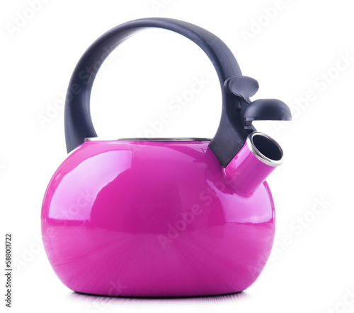 Traditional stainless steel stovetop kettle with whistle