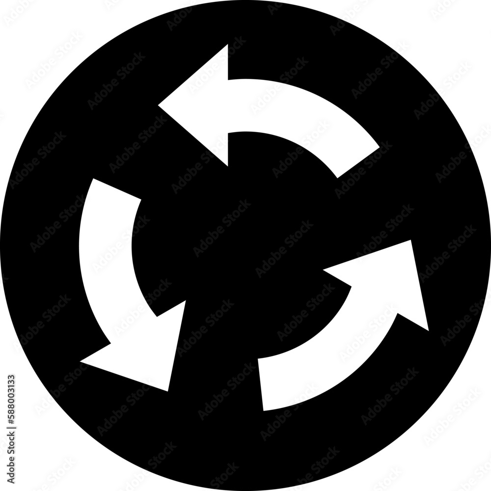 Roundabout sign icon, Traffic sign vector illustration Roundabout sign icon, Traffic sign vector illustration