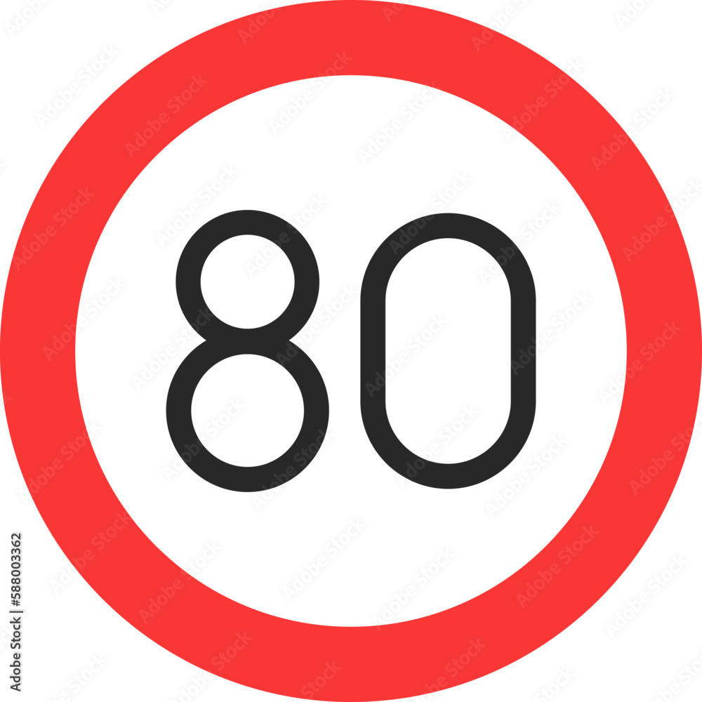 80 speed limit sign icon, Traffic sign vector illustration 80 speed limit sign icon, Traffic sign vector illustration