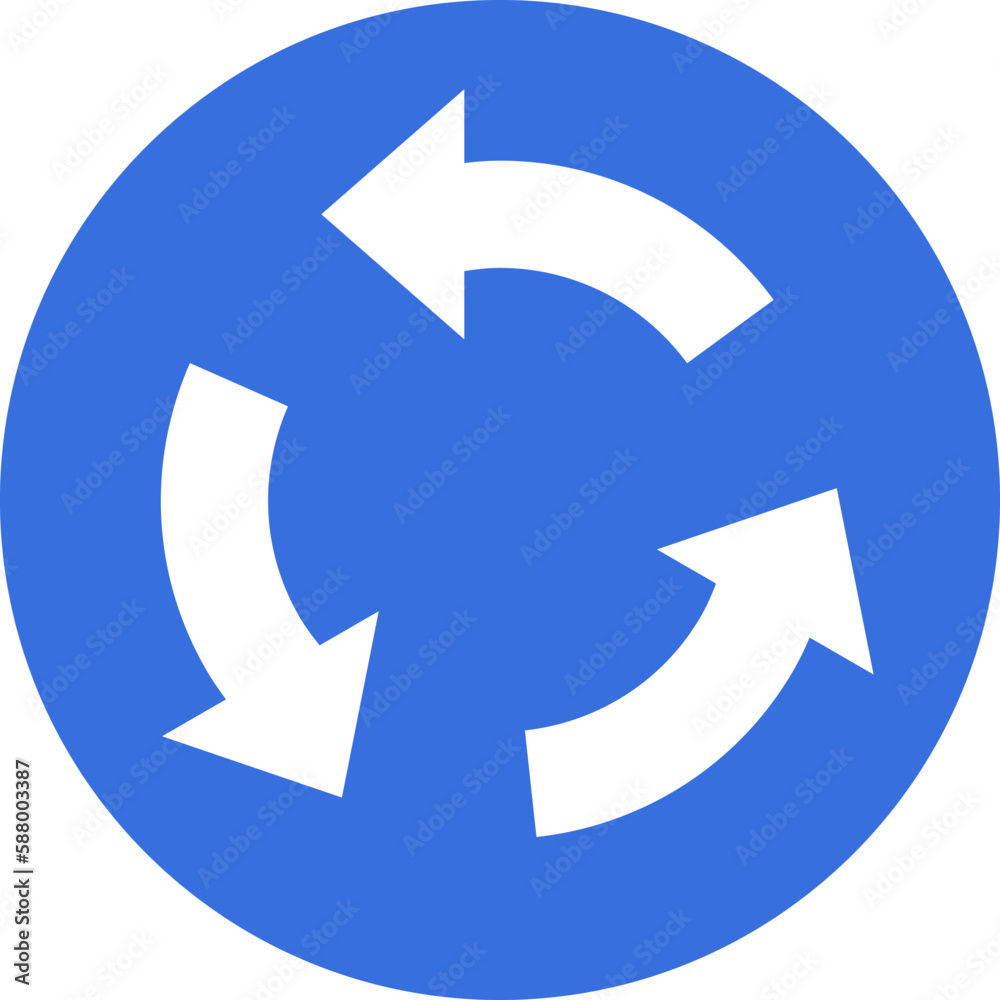 Roundabout sign icon, Traffic sign vector illustration Roundabout sign icon, Traffic sign vector illustration