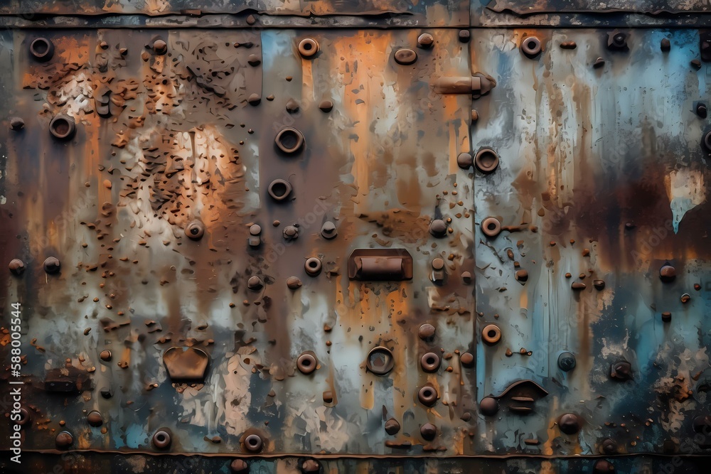 A metal door with holes Generative AI A metal door with holes Generative AI
