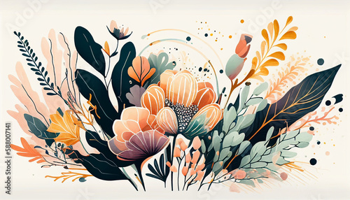 Abstract floral art background vector.