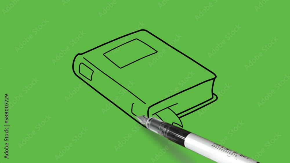 Partition Tag Draw close view of thick book with partition tag and black outline on ...