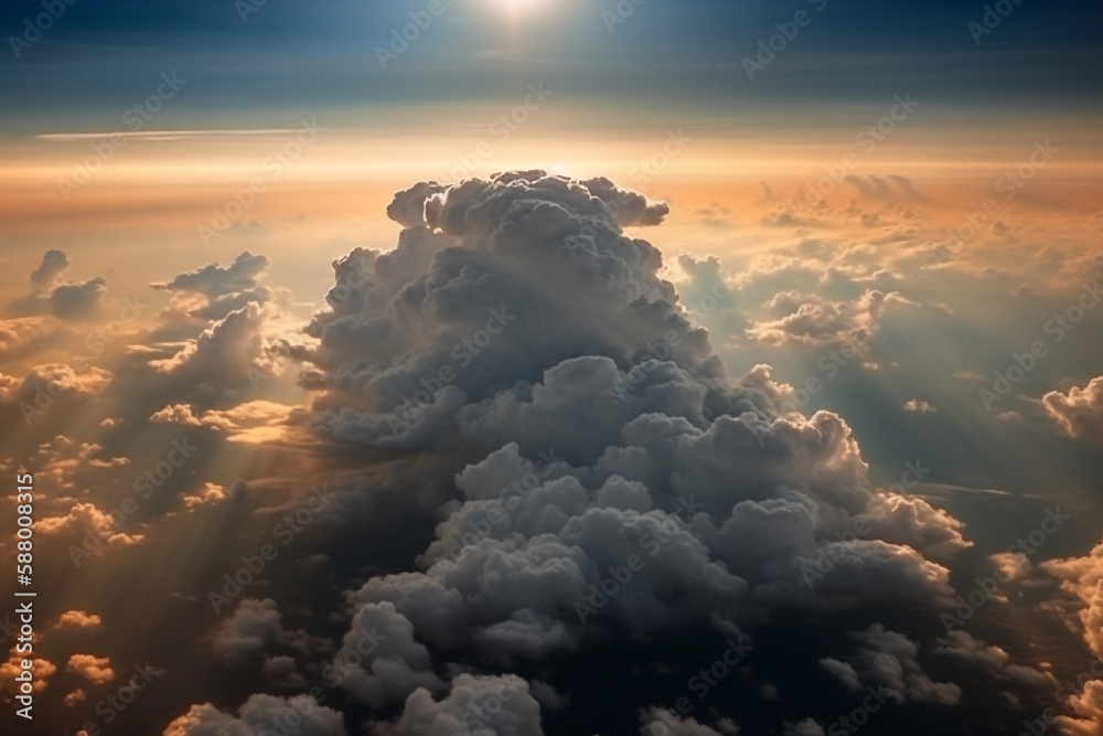 Naklejka premium blue sky with clouds. sunset. generative ai 