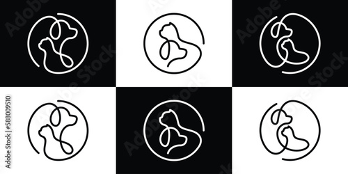 pet logo design line icon vector illustration 1